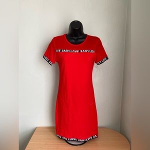 Black And Red With White Printing Dress